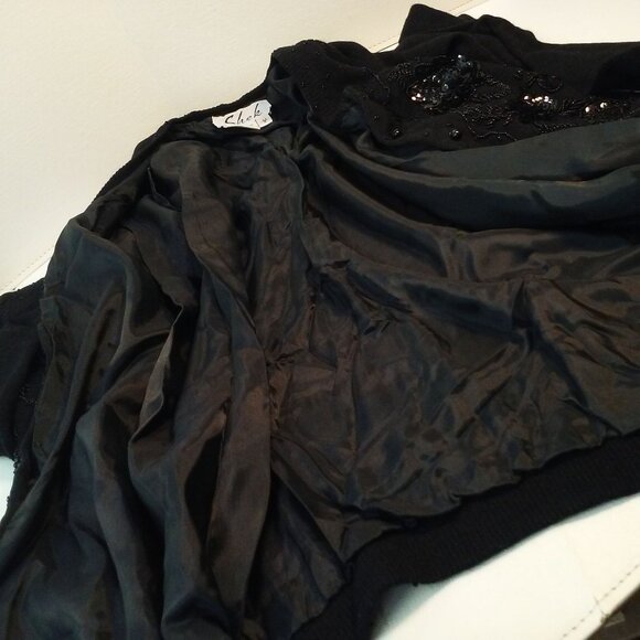 Vintage 80s Shek Embellished Beaded Cardigan Sweater (42) LambWool Angora Lined - Picture 8 of 11